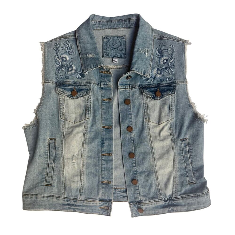 Odyn Embroidered Denim Vest